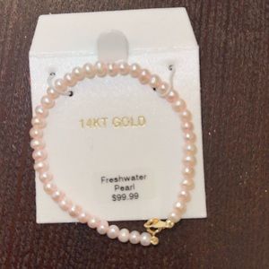 Pink pearl baby bracelet with 14k clasp